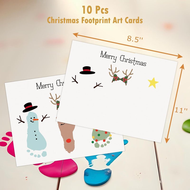 QOFO 10 Pcs Christmas Handprint Art Craft Bundle, 8.5x11 Inch Handprint Keepsake Kit for Family and Classroom, Memory Keepsake Crafts Activities, Christmas Home Decor, Winter Party Favors for Family-10 - Image 2